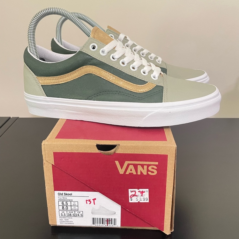 Vans old Skool customs olive and gold